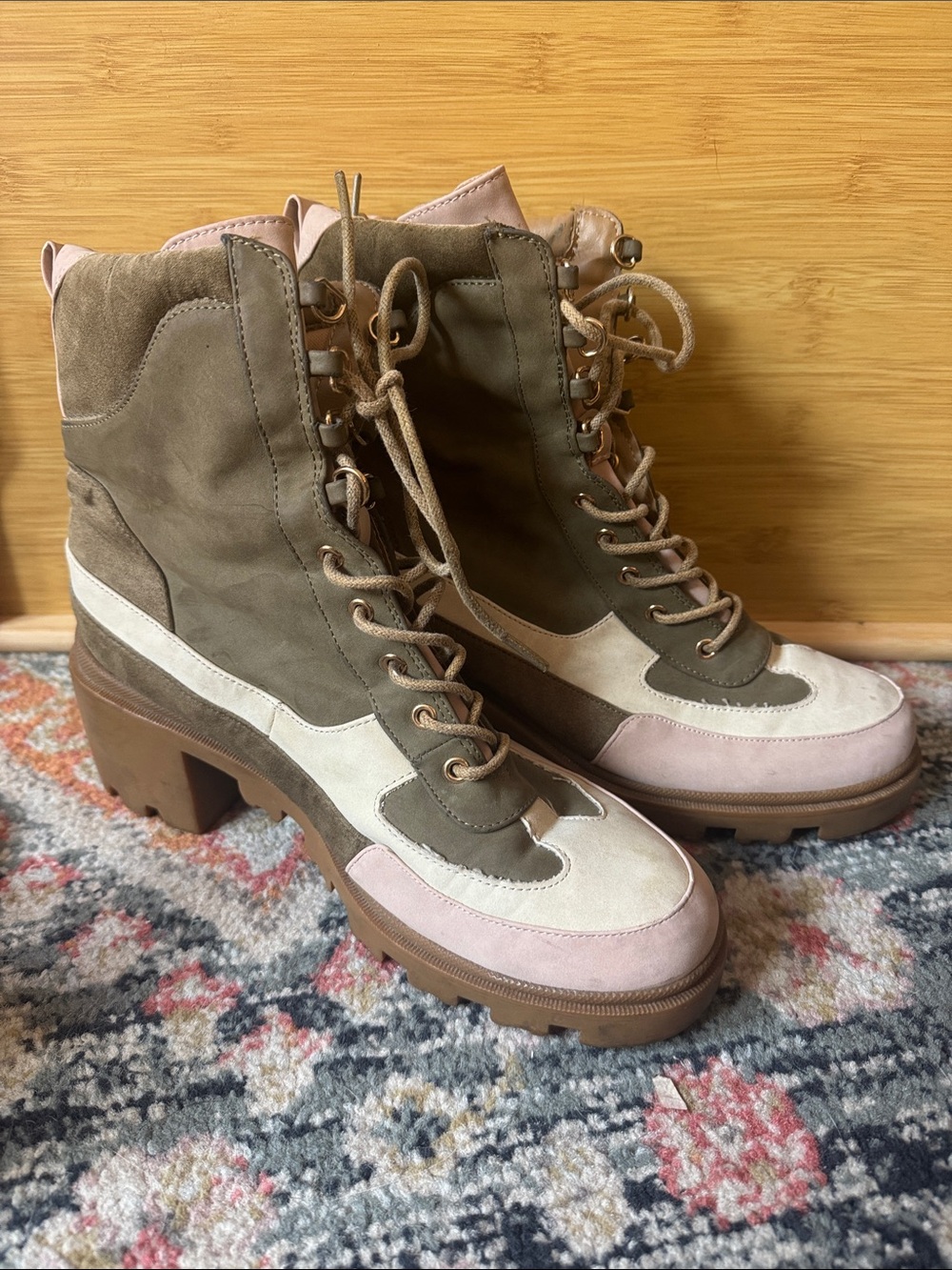 JustFab ember Lace-Up Chunky Ankle Boots